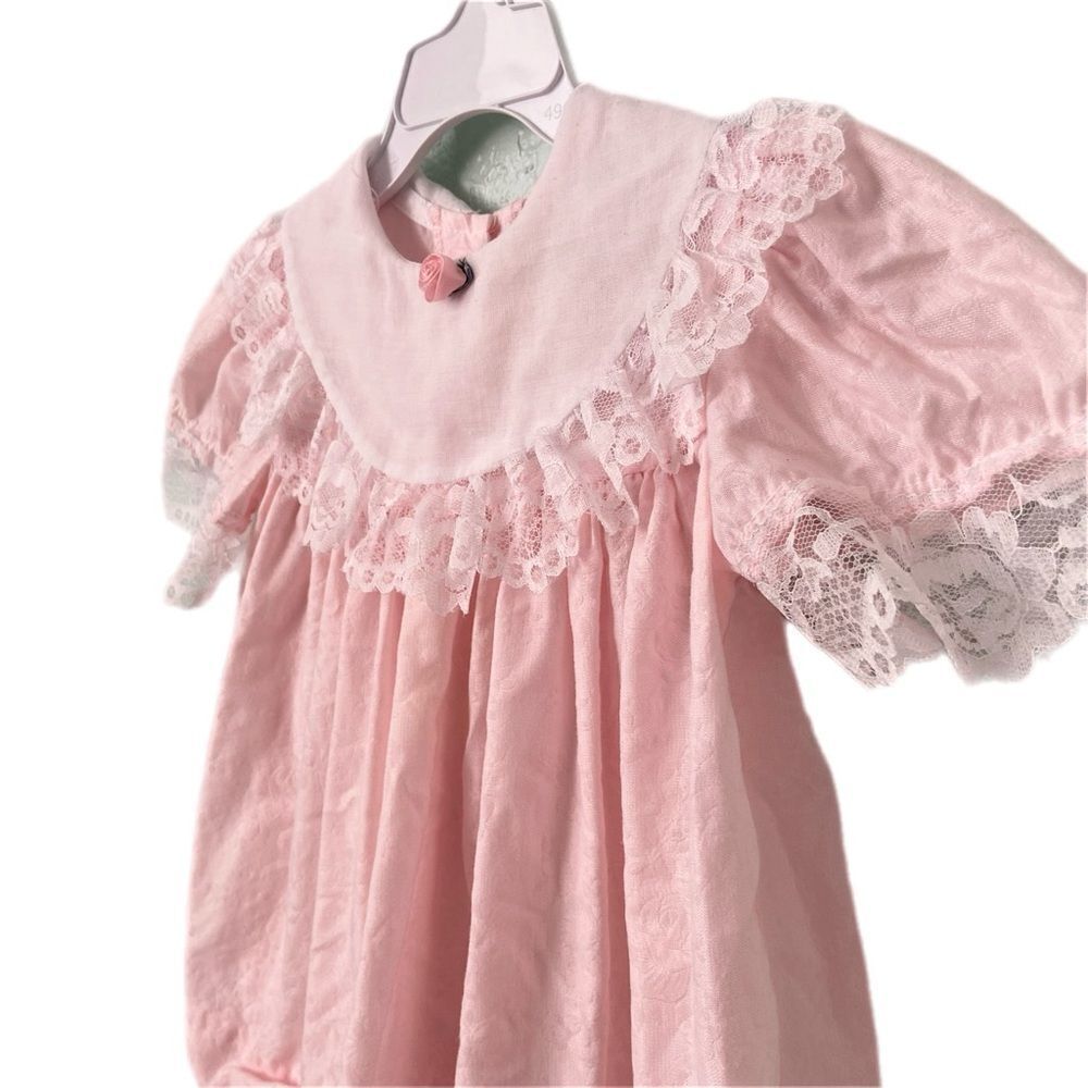 Vintage JoLene Pink Lace Dress Made in USA in Size 2T - Picture 4 of 7